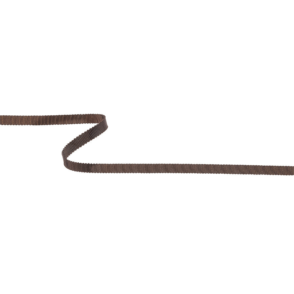 Dark Brown Recycled Polyester Petersham Grosgrain Ribbon - 6mm