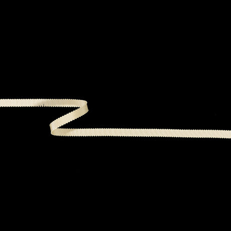 Almond Milk Recycled Polyester Petersham Grosgrain Ribbon - 6mm