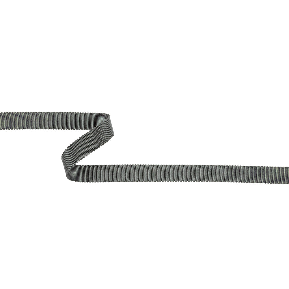 Forged Iron Recycled Polyester Petersham Grosgrain Ribbon - 12mm