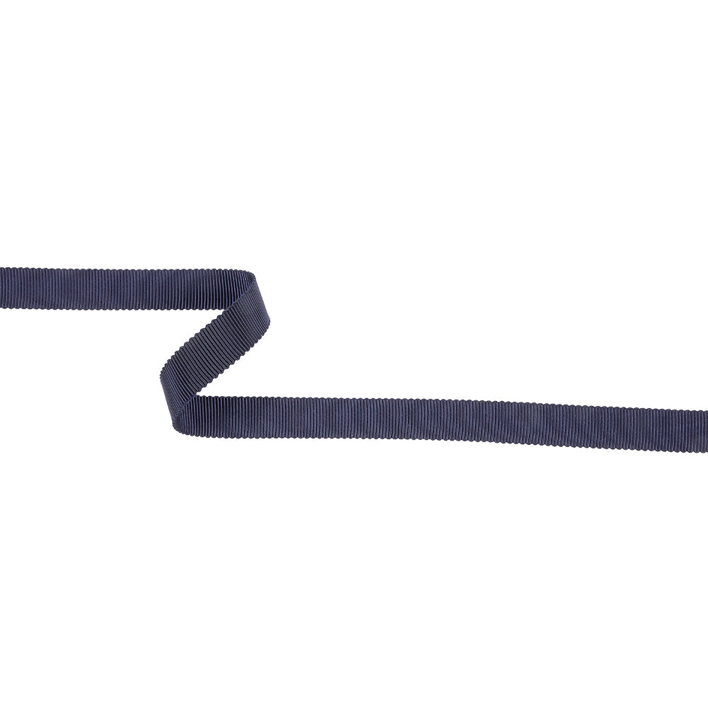 Dark Navy Recycled Polyester Petersham Grosgrain Ribbon - 12mm