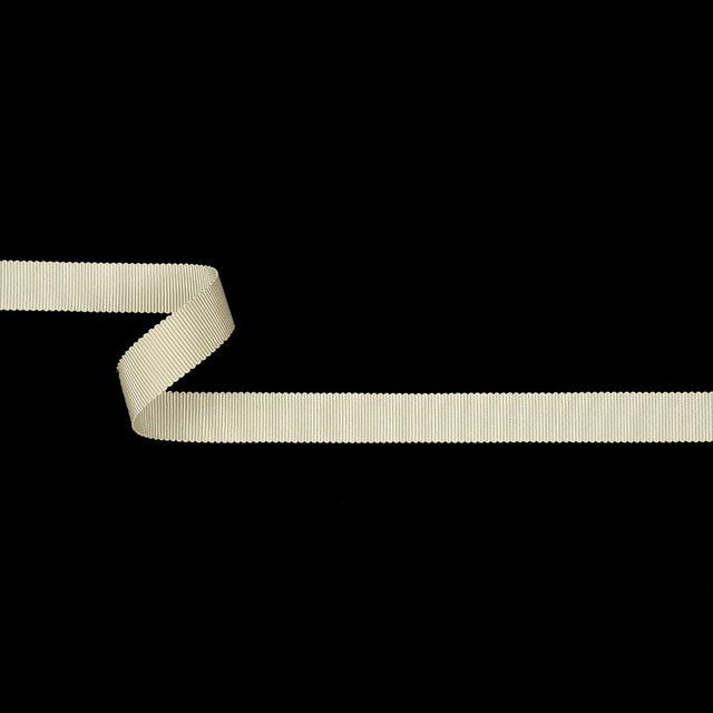 Almond Milk Recycled Polyester Petersham Grosgrain Ribbon - 15mm