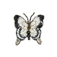 Black and White Butterfly Rhinestone and Glass Beaded Applique - 2.25" X 2"