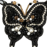 Black and Gold Butterfly Rhinestone and Glass Beaded Applique - 2.5" X 2.625"