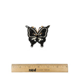 Black and Gold Butterfly Rhinestone and Glass Beaded Applique - 2.5" X 2.625"