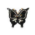 Black and Gold Butterfly Rhinestone and Glass Beaded Applique - 2.5" X 2.625"