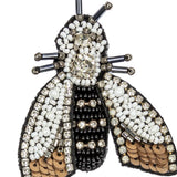 Black, White and Bronze Moth Rhinestone and Glass Beaded Applique - 2.5" X 2"