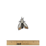 Black, White and Bronze Moth Rhinestone and Glass Beaded Applique - 2.5" X 2"