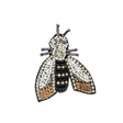 Black, White and Bronze Moth Rhinestone and Glass Beaded Applique - 2.5" X 2"