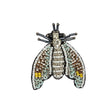 Blue Glow, Adobe and White Fly Rhinestone and Glass Beaded Applique - 2.375" X 1.875"
