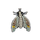 Blue Glow, Adobe and White Fly Rhinestone and Glass Beaded Applique - 2.375" X 1.875"