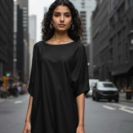 Stretch Polyester Crepe Knit - Black - Arabesque Collection