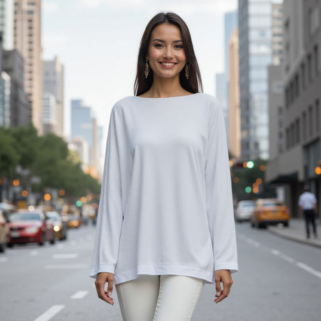 Stretch Polyester Crepe Knit - White - Arabesque Collection