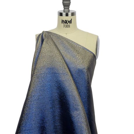Metallic Polyester Lame - Royal Blue and Black - Glimmer Collection