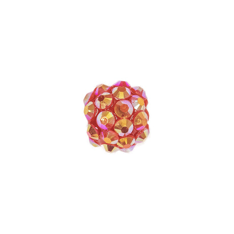 Red AB Rhinestone and Resin Faceted 12mm Beads - 10pc