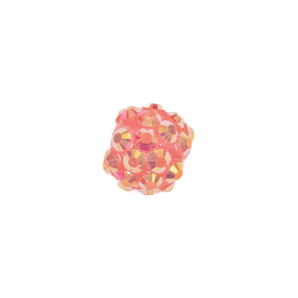 Pink AB Rhinestone and Resin Faceted 12mm Beads - 10pc