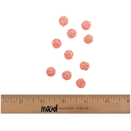Pink AB Rhinestone and Resin Faceted 12mm Beads - 10pc