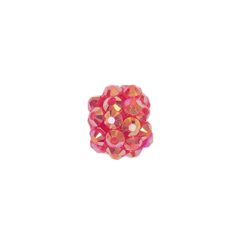 Fuchsia AB Rhinestone and Resin Faceted 12mm Beads - 10pc