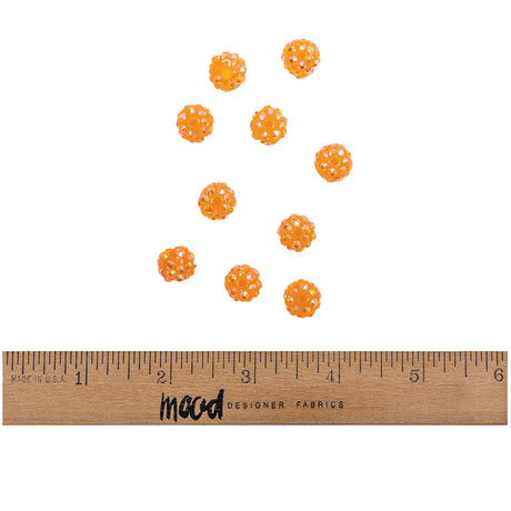 Orange AB Rhinestone and Resin Faceted 12mm Beads - 10pc