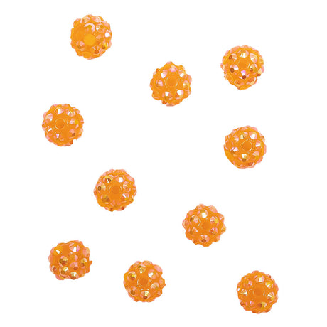 Orange AB Rhinestone and Resin Faceted 12mm Beads - 10pc