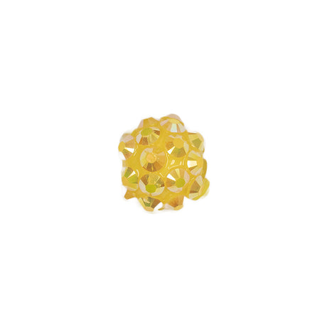 Yellow AB Rhinestone and Resin Faceted 12mm Beads - 10pc