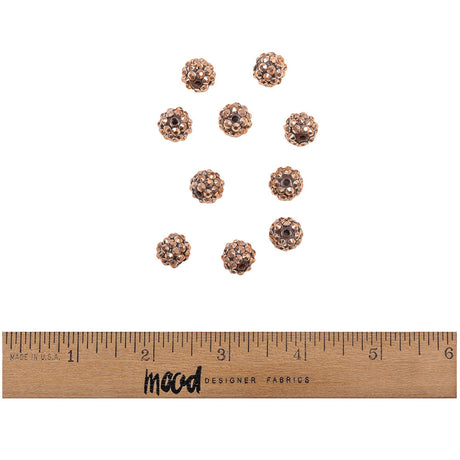 Copper Rhinestone and Resin Faceted 12mm Beads - 10pc