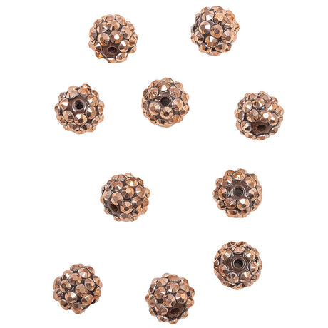 Copper Rhinestone and Resin Faceted 12mm Beads - 10pc