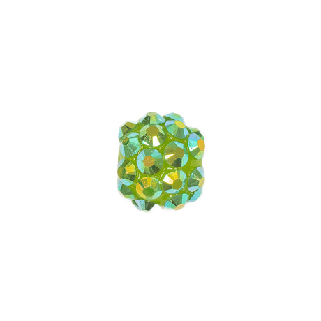 Green AB Rhinestone and Resin Faceted 12mm Beads - 10pc
