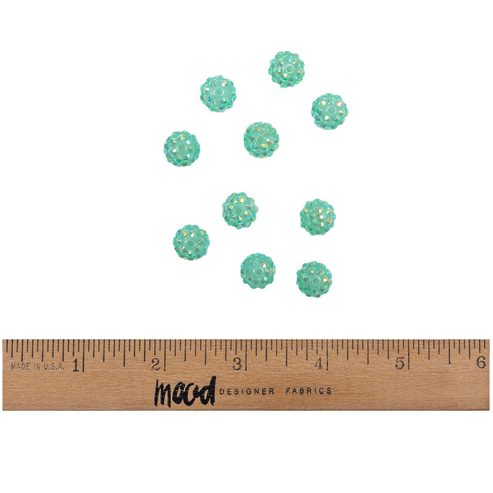 Aqua AB Rhinestone and Resin Faceted 12mm Beads - 10pc