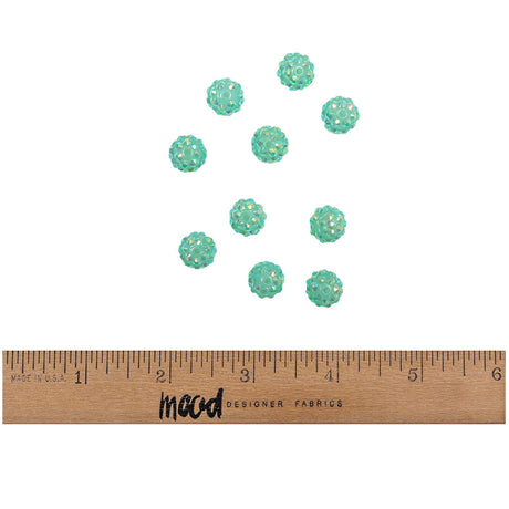 Aqua AB Rhinestone and Resin Faceted 12mm Beads - 10pc