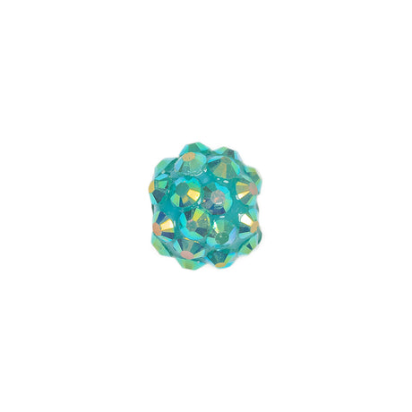 Turquoise AB Rhinestone and Resin Faceted 12mm Beads - 10pc