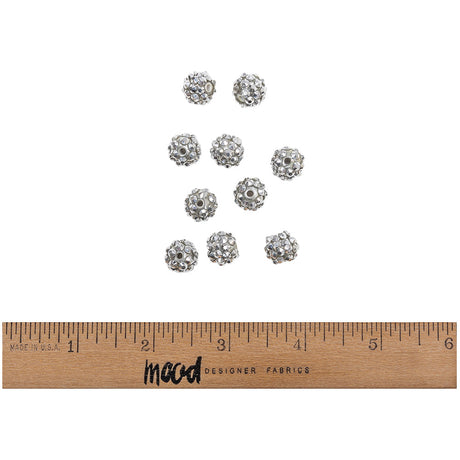 Silver AB Rhinestone and Resin Faceted 12mm Beads - 10pc