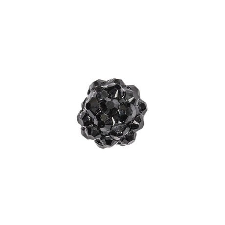 Black Rhinestone and Resin Faceted 12mm Beads - 10pc