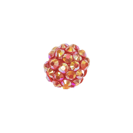 Red AB Rhinestone and Resin Faceted 14mm Beads - 10pc
