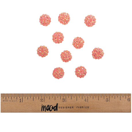 Pink AB Rhinestone and Resin Faceted 14mm Beads - 10pc
