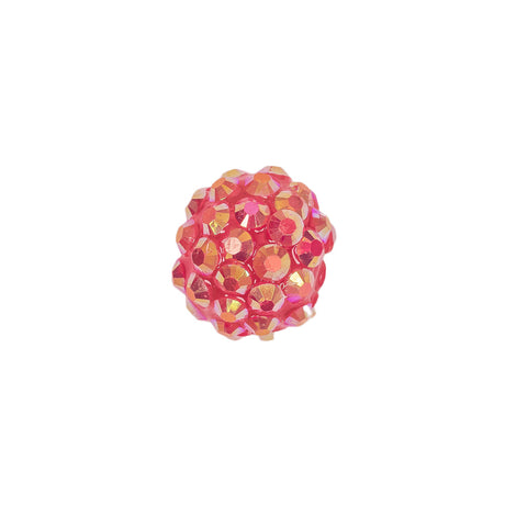 Fuchsia AB Rhinestone and Resin Faceted 14mm Beads - 10pc
