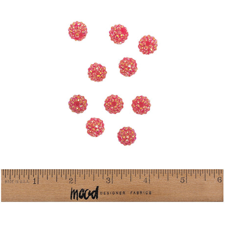 Fuchsia AB Rhinestone and Resin Faceted 14mm Beads - 10pc