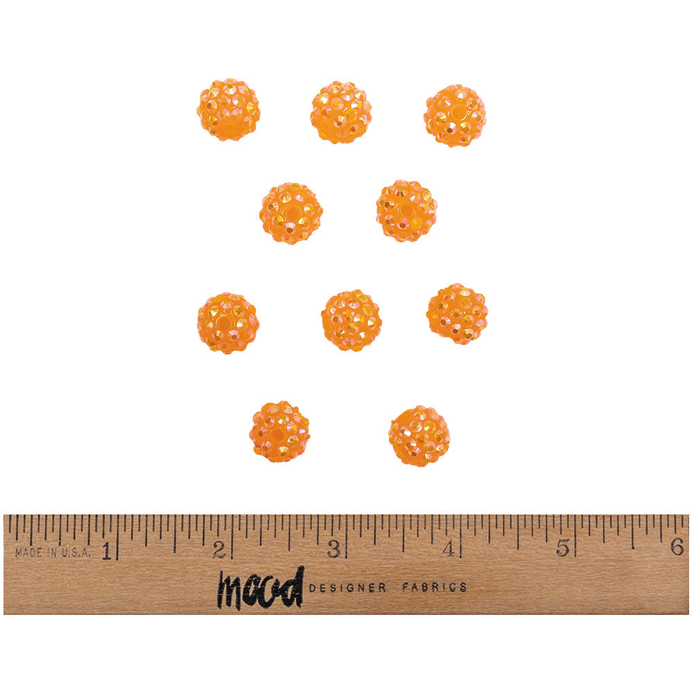Orange AB Rhinestone and Resin Faceted 14mm Beads - 10pc