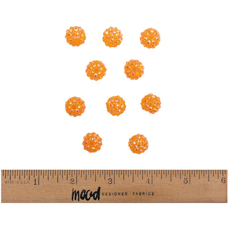 Orange AB Rhinestone and Resin Faceted 14mm Beads - 10pc