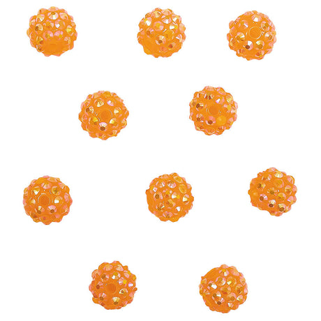 Orange AB Rhinestone and Resin Faceted 14mm Beads - 10pc