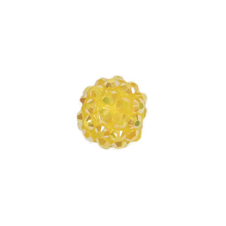 Yellow AB Rhinestone and Resin Faceted 14mm Beads - 10pc