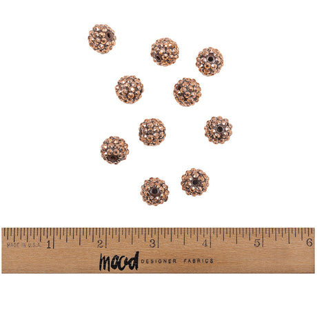 Copper Rhinestone and Resin Faceted 14mm Beads - 10pc