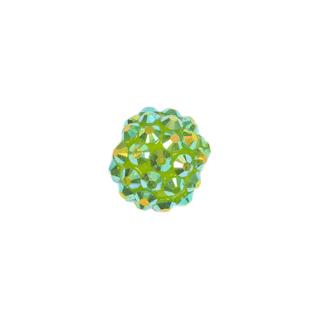 Green AB Rhinestone and Resin Faceted 14mm Beads - 10pc