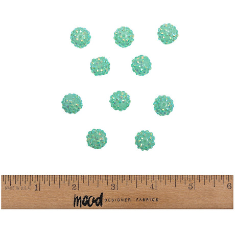 Aqua AB Rhinestone and Resin Faceted 14mm Beads - 10pc