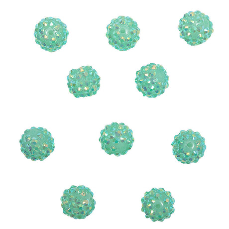 Aqua AB Rhinestone and Resin Faceted 14mm Beads - 10pc