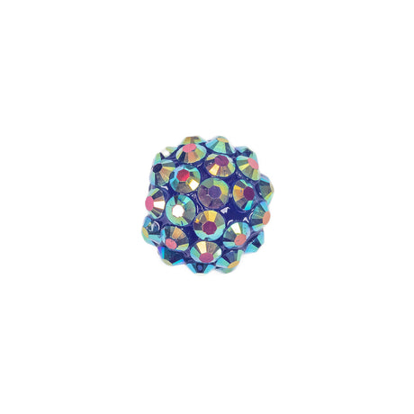 Blue AB Rhinestone and Resin Faceted 14mm Beads - 10pc