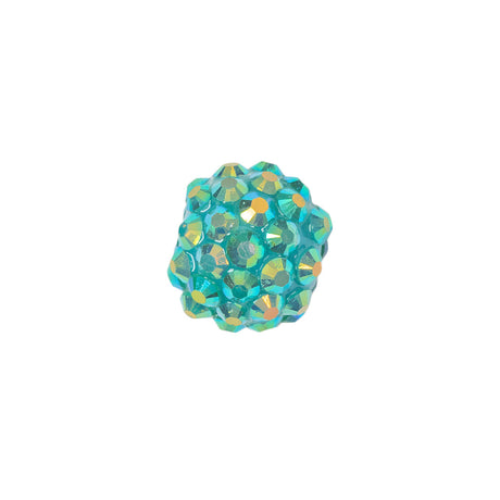 Turquoise AB Rhinestone and Resin Faceted 14mm Beads - 10pc