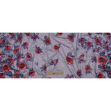 Heathered Purple, Indigo and Pink Floral Borders Stretch Rayon Jersey