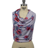 Heathered Purple, Indigo and Pink Floral Borders Stretch Rayon Jersey