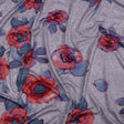 Heathered Purple, Indigo and Pink Floral Borders Stretch Rayon Jersey