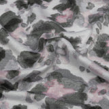 White, Gray and Pink Abstracted Floral Stretch Rayon Jersey